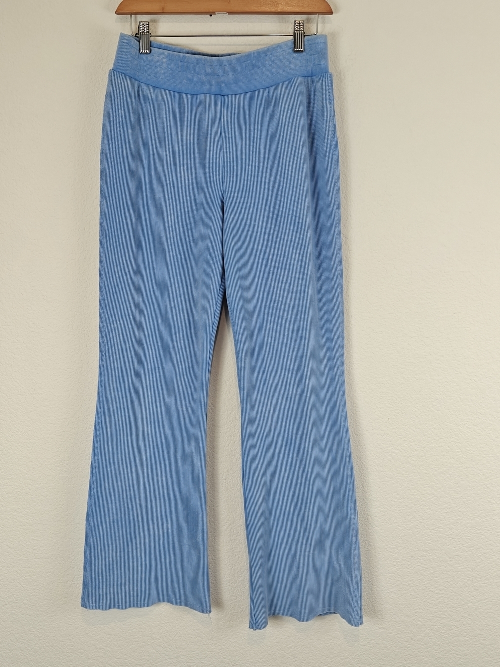 Sunnyside by Sundry Blue Waffle Knit Wide Leg Lounge Pants | Cozy Chic Pull-On S